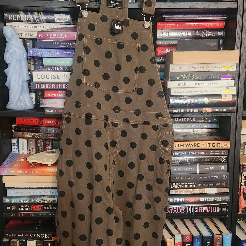 Dressed In Lala Start A Revolution Polka Dot Overalls Sz XS BNWT - Picture 2 of 2